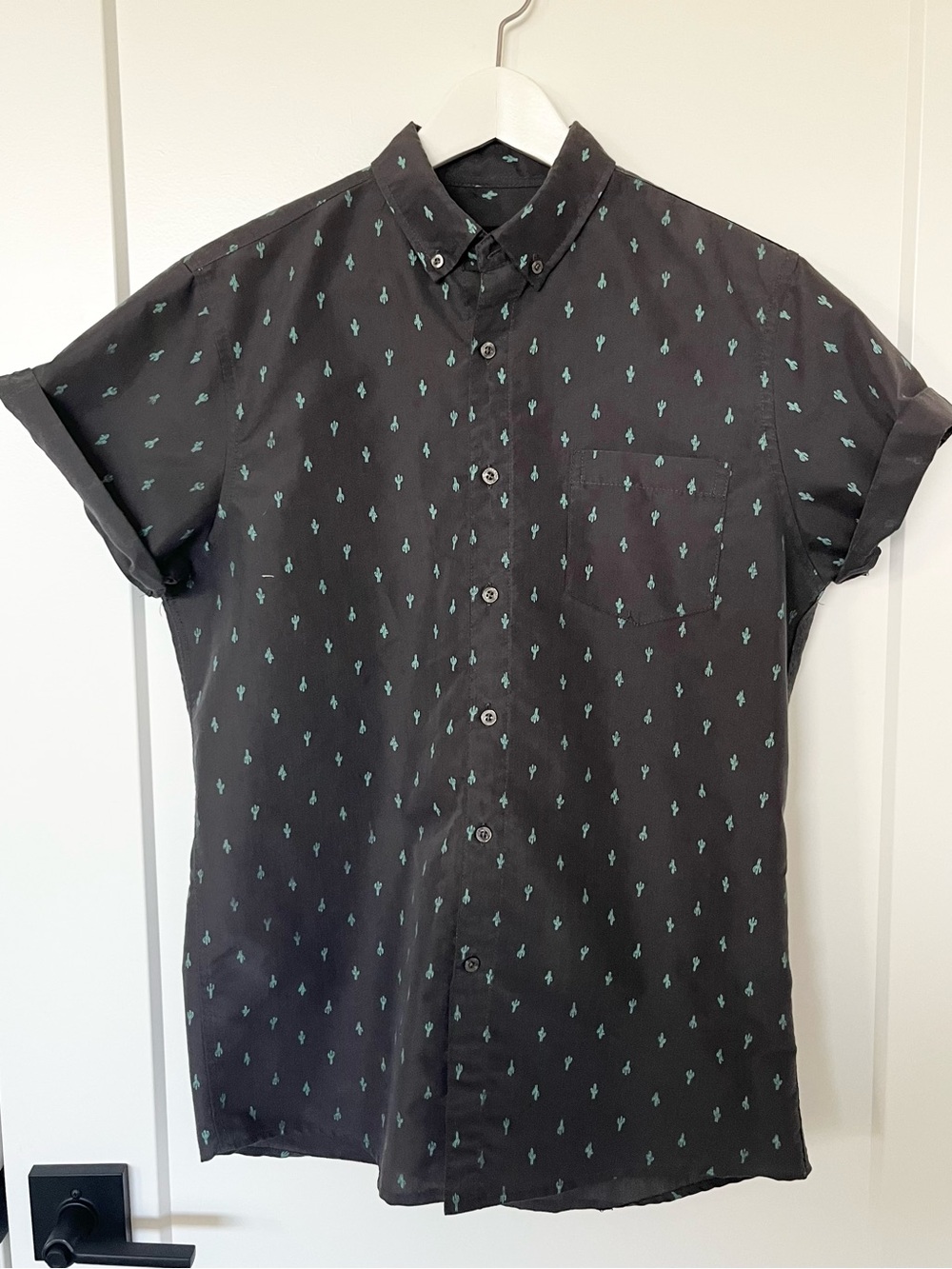 Molokai Surf Co Cactus Shirt Mens M Black Button Up Short Sleeve Hawaiian